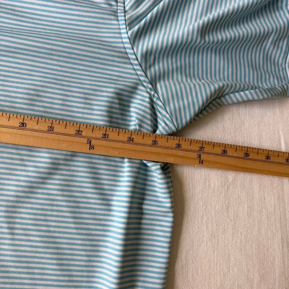 Peter Millar Summer Comfort XXL Blue‎ White Striped Golf Polo Shirt M Logo